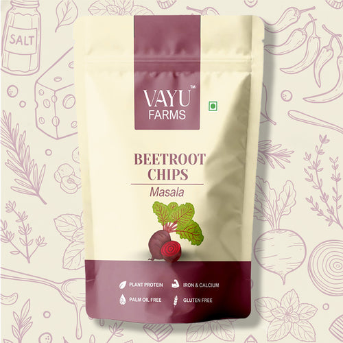 Vayu Farms Masala Beetroot Chips in a 95g standing pouch