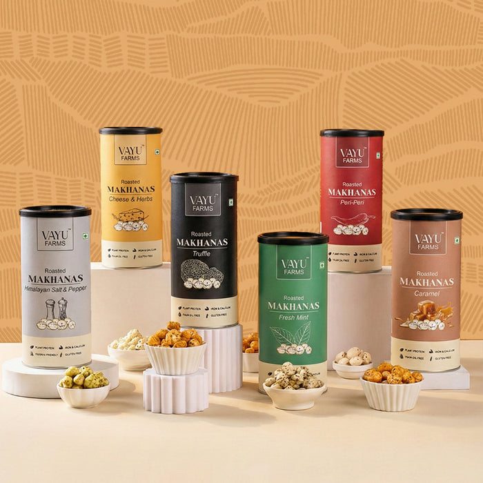 Assorted makhana variety pack box by Vayu Farms