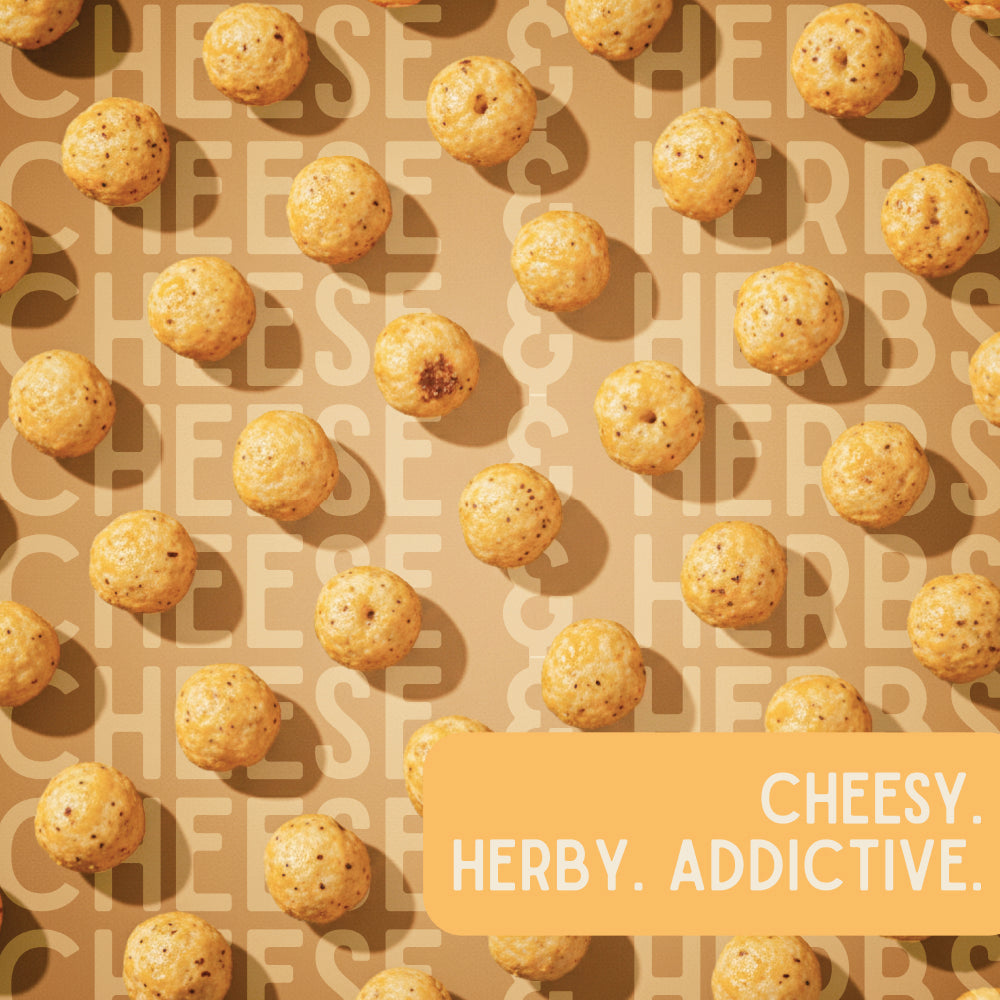 Close-up of cheese and herb flavoured roasted lotus seeds