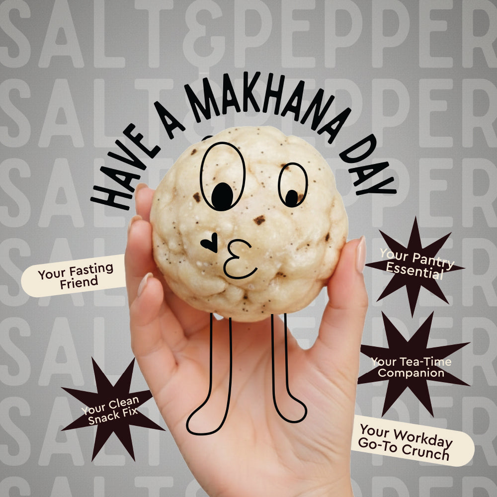 Himalayan salt pepper makhana pouch on a minimal background