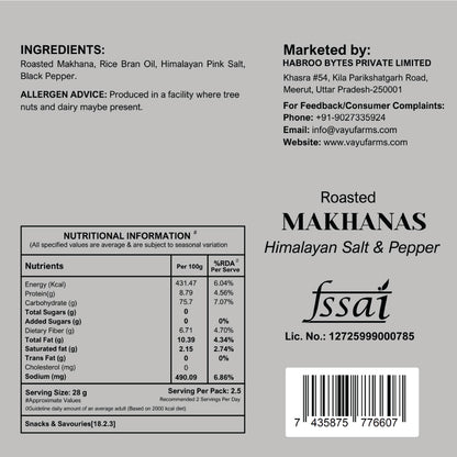 Himalayan salt makhana 70g premium can by Vayu Farms