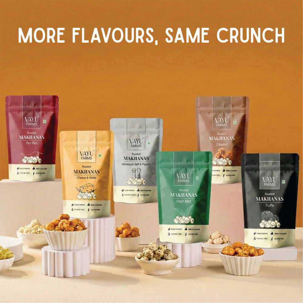 Salt and pepper makhana lifestyle snack shot by Vayu Farms