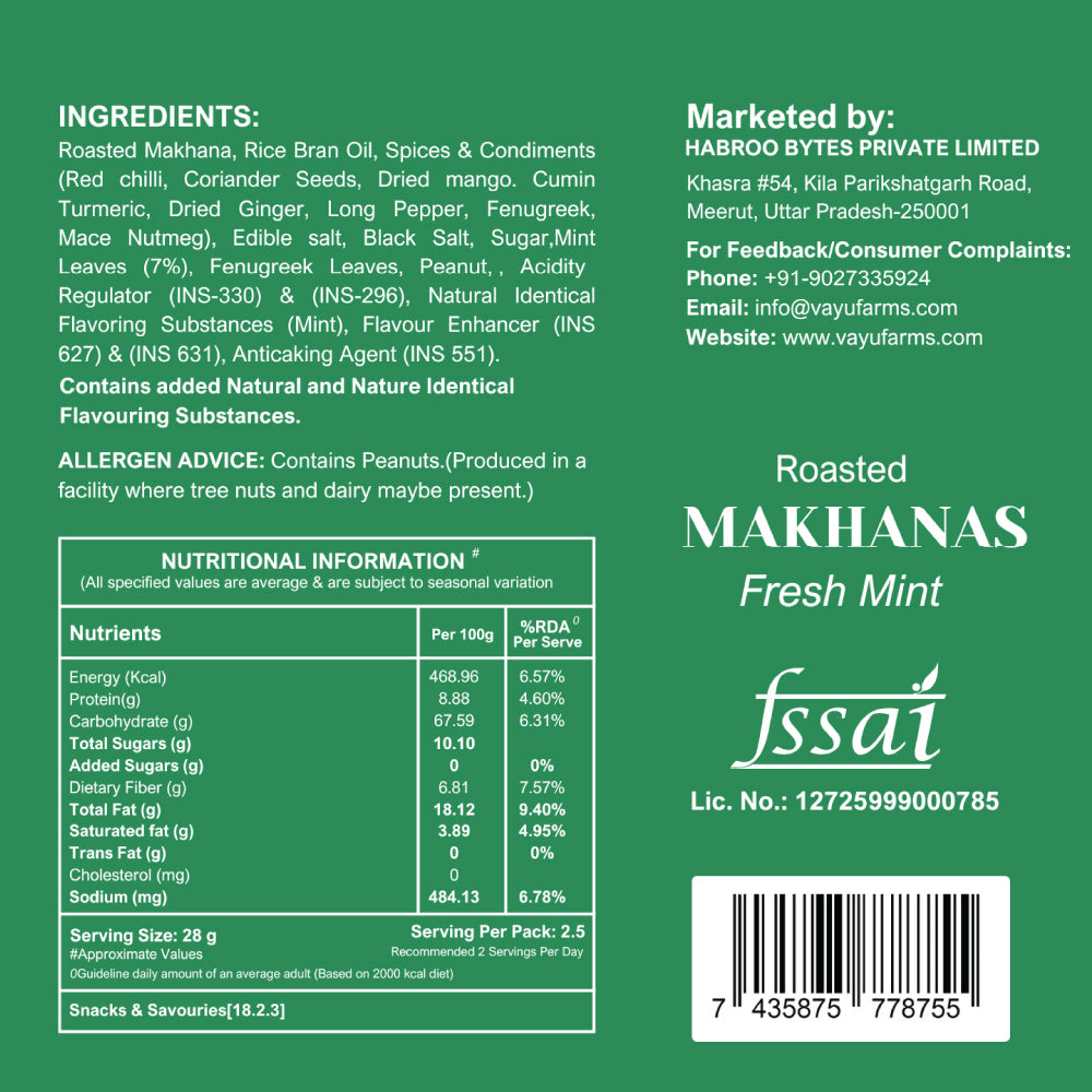 Vayu Farms mint makhana 70g premium can packaging