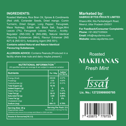 Vayu Farms mint makhana 70g premium can packaging