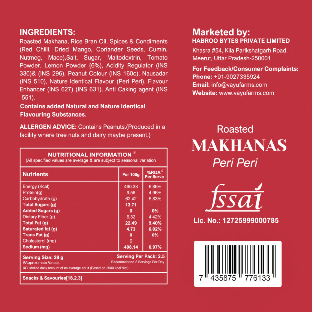 Vayu Farms peri peri makhana 70g premium can packaging