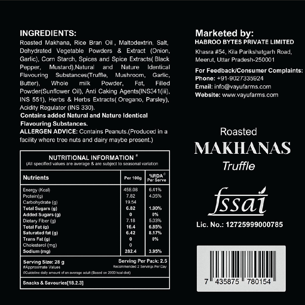 Vayu Farms truffle makhana 70g premium can packaging