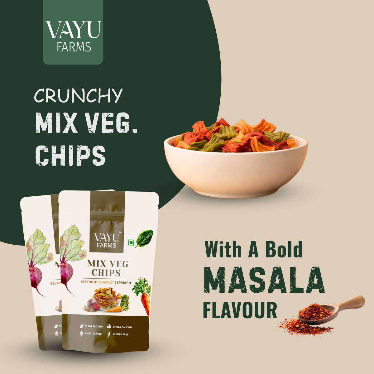 Mixed Vegetable Chips (Beetroot, Carrot and Spinach) - 95g