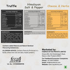 Nutrition and ingredients label for Truffle, Cheese & Herbs and Himalayan Salt & Pepper Makhana.