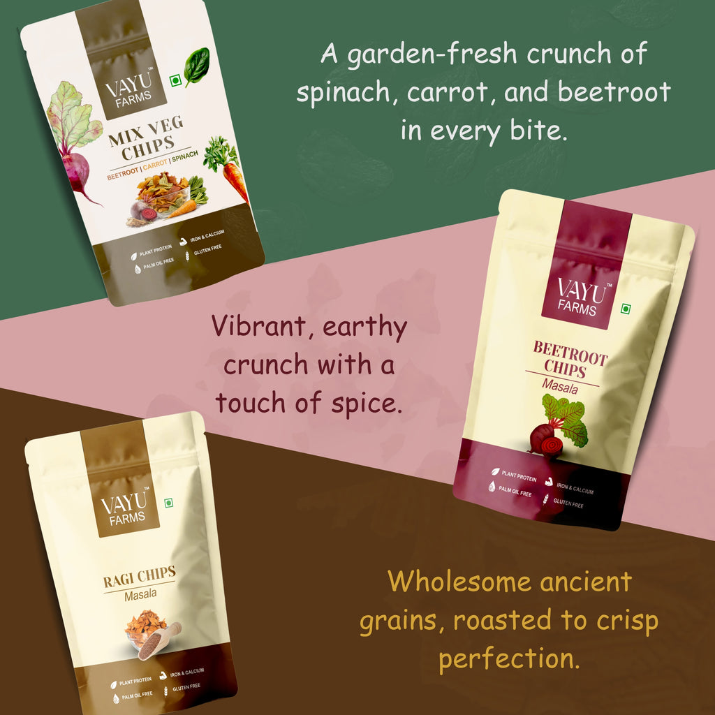 All Three Chips Combo (Ragi, Beetroot & Mix Veg) - 3 x 95g